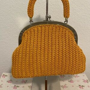 Patricia Nash Crochet Mustard Yellow Knit Bag